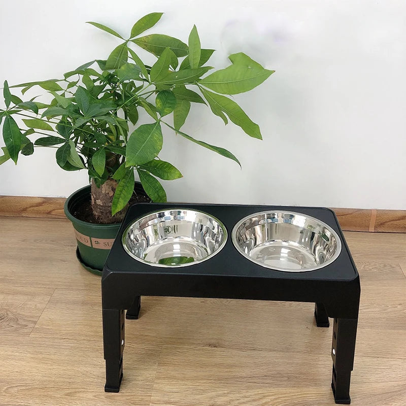 Elevated Feeder Bowls Adjustable raised stand with stainless steel bowls for dogs