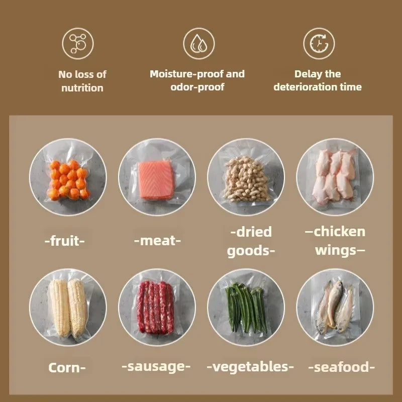 Electric Vacuum Sealer – 220V/110V Food Packaging Machine with Bags