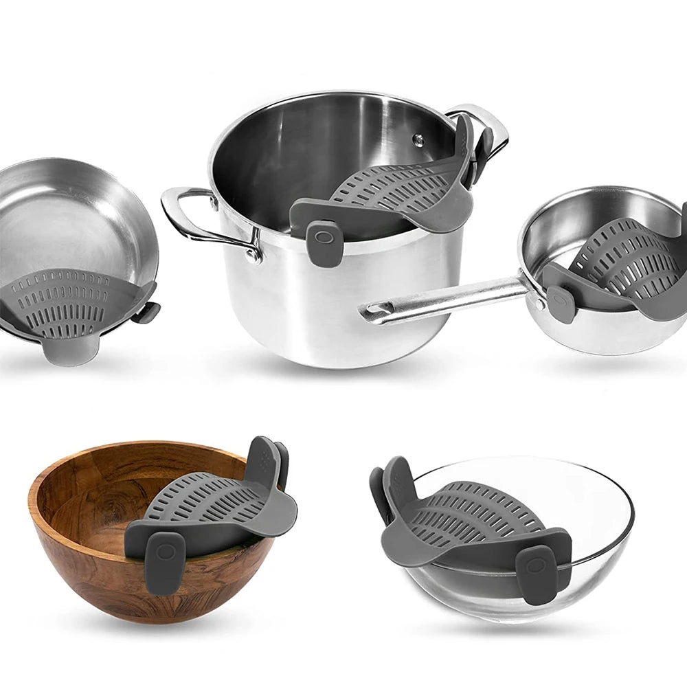 Clip-On Silicone Strainer – Fits Pans, Ideal for Pasta & Veggies