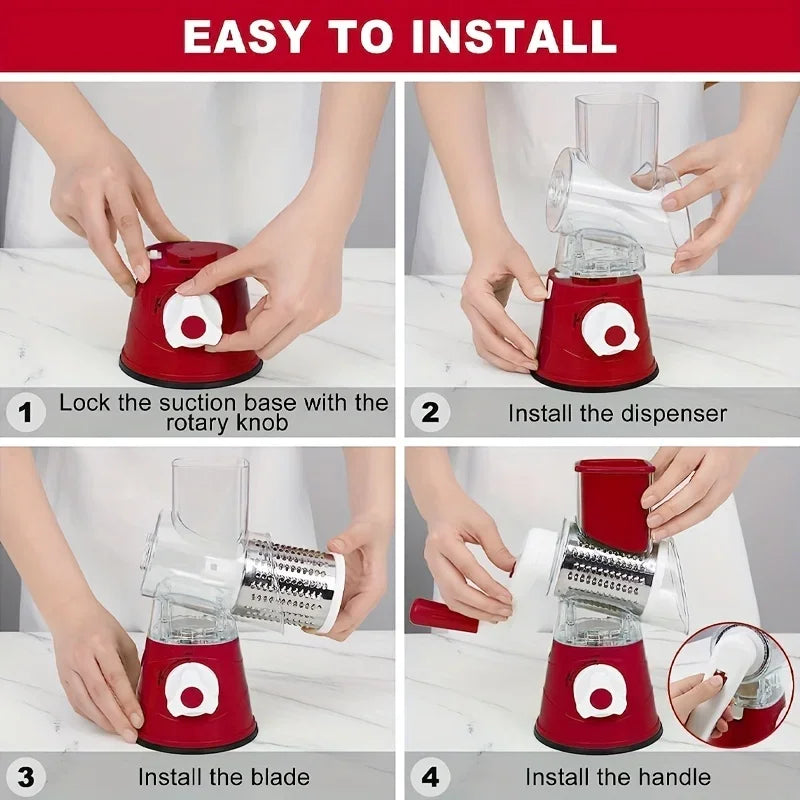 Manual Vegetable & Cheese Slicer – 3 Blades, Multifunctional Cutter