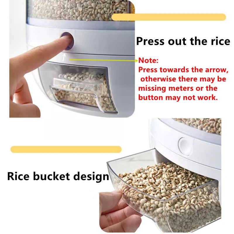 6KG Rotating Rice Dispenser – Airtight Grain Storage Container