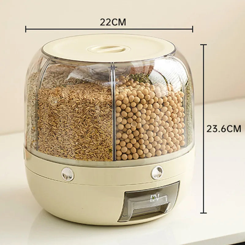 6KG Rotating Rice Dispenser – Airtight Grain Storage Container