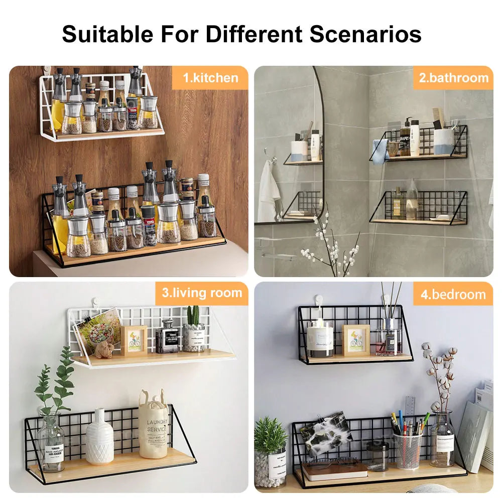 No-Drill Wall Shelves Wooden shelves for wall storage and decor