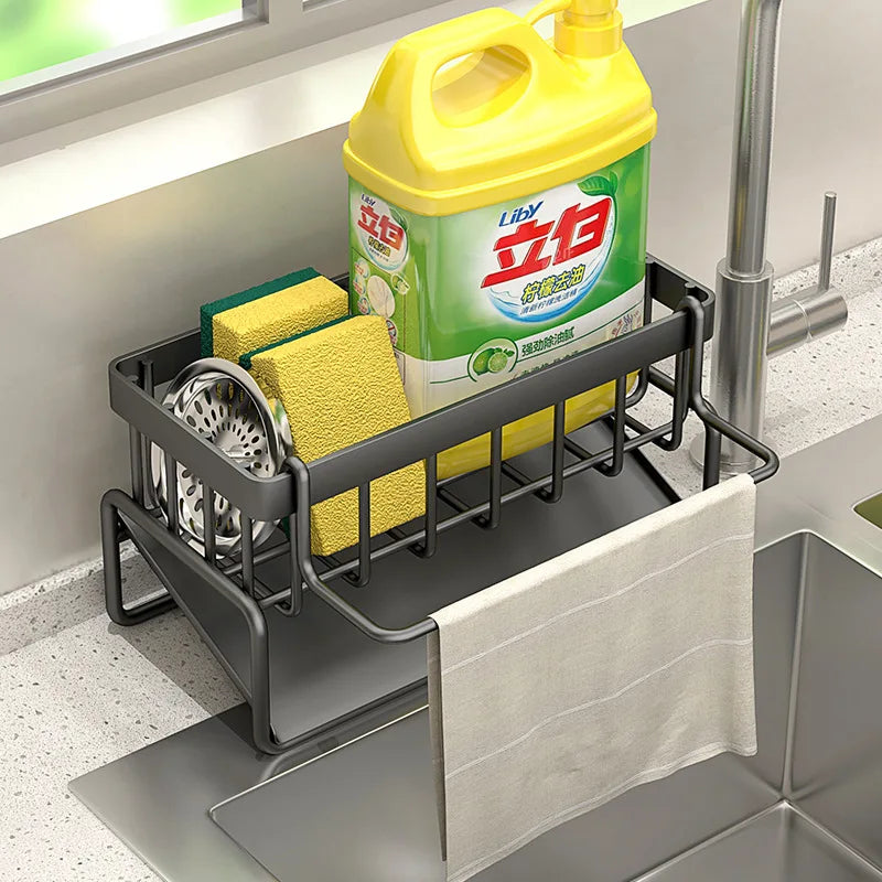 Stainless Steel Sink Rack – Sponge, Soap & Towel Organizer