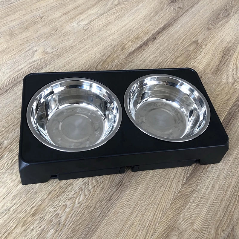 Elevated Feeder Bowls Adjustable raised stand with stainless steel bowls for dogs