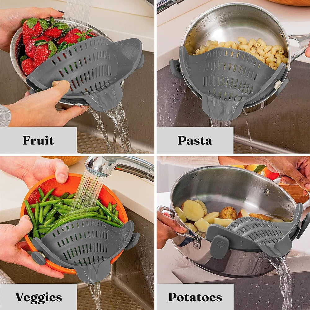 Clip-On Silicone Strainer – Fits Pans, Ideal for Pasta & Veggies