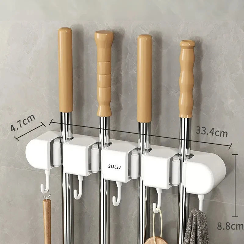 1/2pcs Wall Mounted Mop Holder – Self-adhesive mop holder
