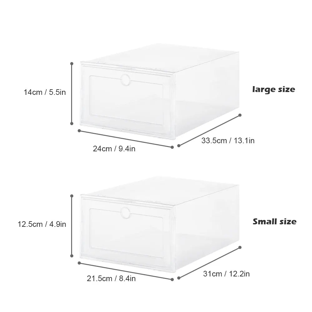 6pcs/set Transparent Plastic Shoes Case – Stackable shoe organizer boxes