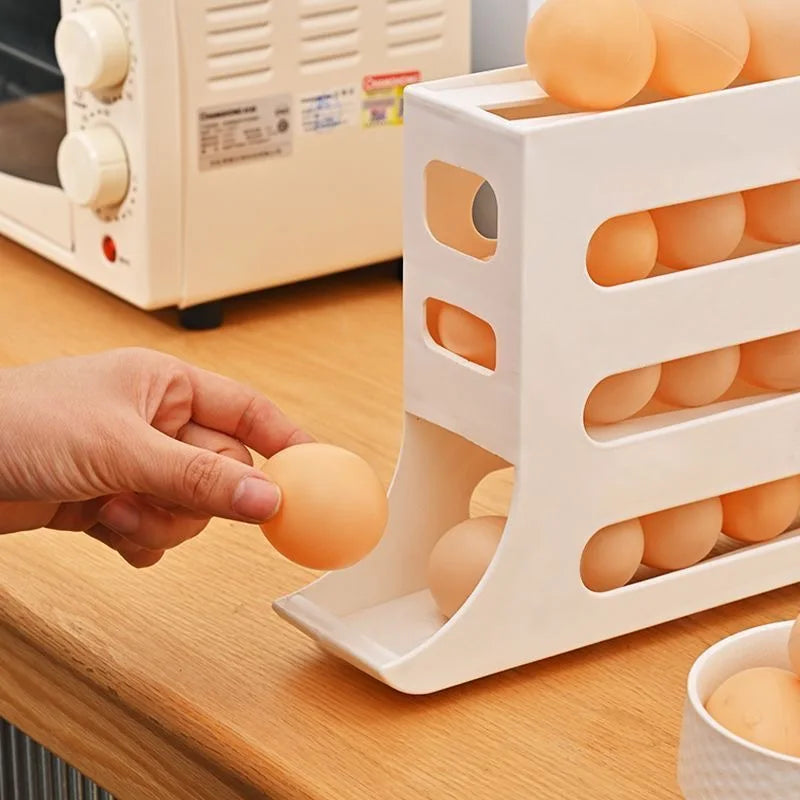 Fridge Egg Holder – 4-layer rolling egg organizer for fridge