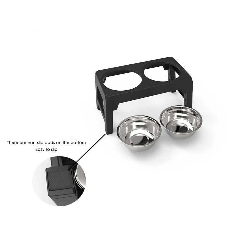 Elevated Feeder Bowls Adjustable raised stand with stainless steel bowls for dogs