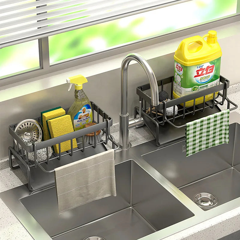 Stainless Steel Sink Rack – Sponge, Soap & Towel Organizer