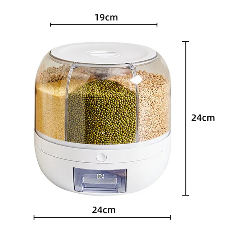 6KG Rotating Rice Dispenser – Airtight Grain Storage Container