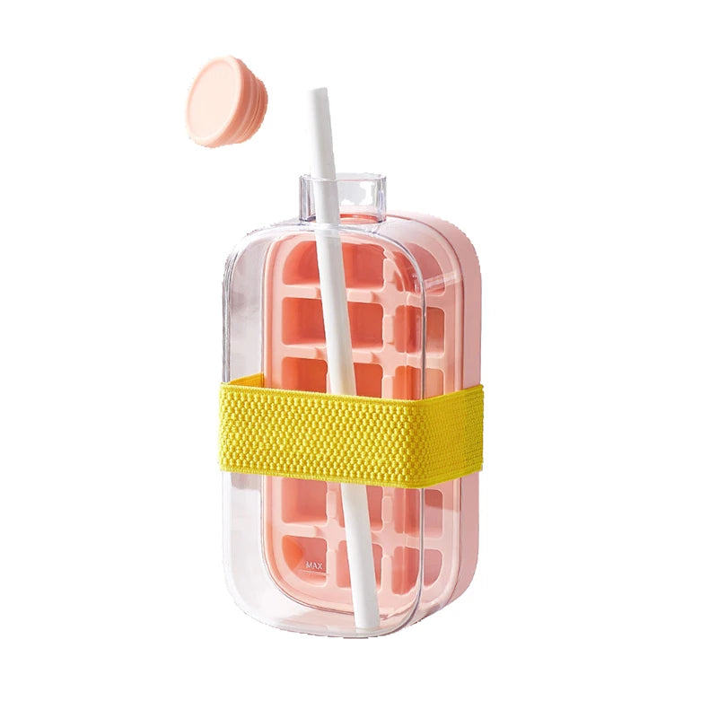 500/800ML Ice Cup with Straw – Press Ice Mold for Cold Drinks