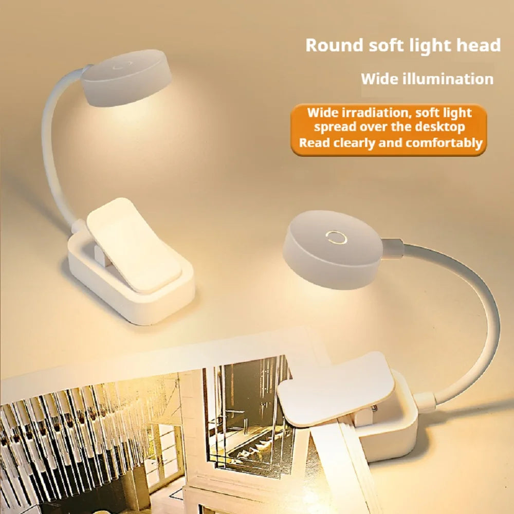 Rechargeable Clip-On Book Lamp – USB LED, 3 Modes, Eye-Friendly