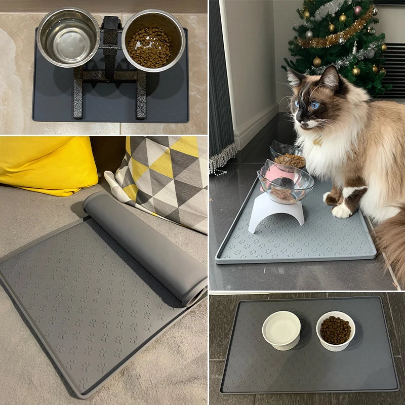 Pet Food Mat Waterproof silicone mat for dog and cat bowls