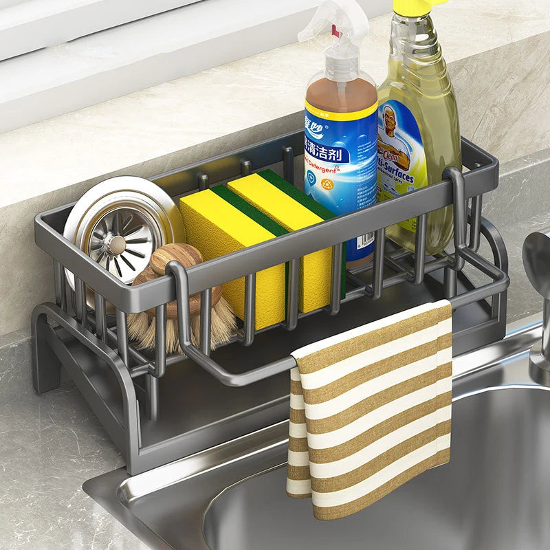 Stainless Steel Sink Rack – Sponge, Soap & Towel Organizer