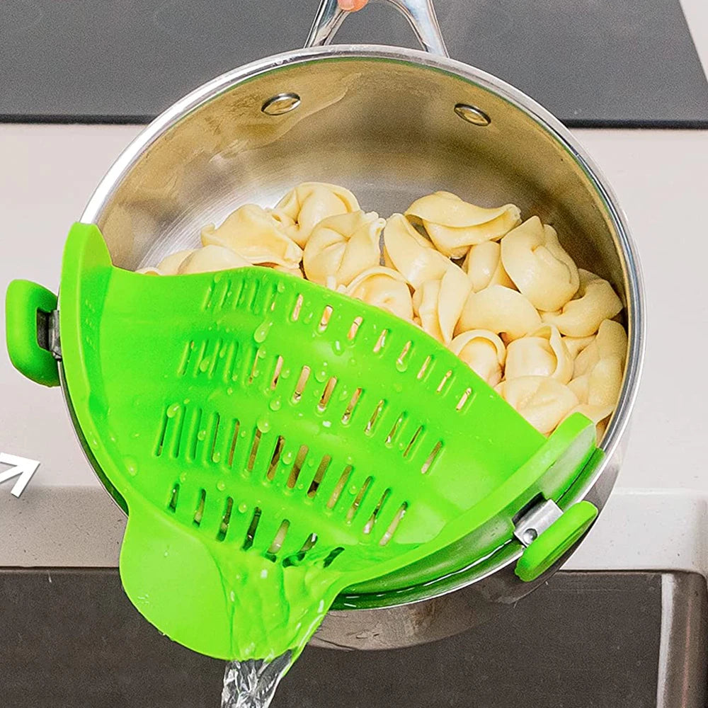 Clip-On Silicone Strainer – Fits Pans, Ideal for Pasta & Veggies