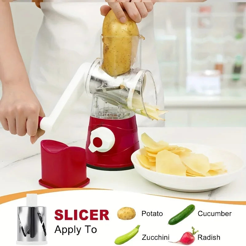 Manual Vegetable & Cheese Slicer – 3 Blades, Multifunctional Cutter