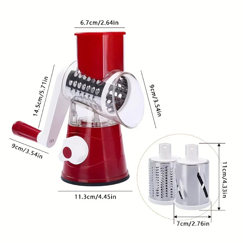 Manual Vegetable & Cheese Slicer – 3 Blades, Multifunctional Cutter