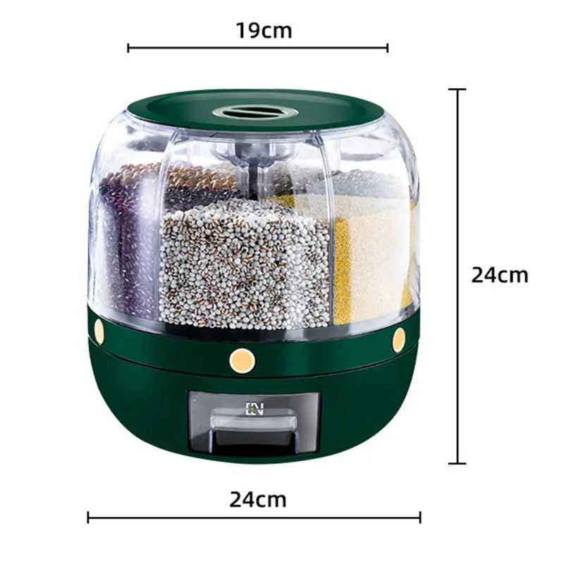 6KG Rotating Rice Dispenser – Airtight Grain Storage Container