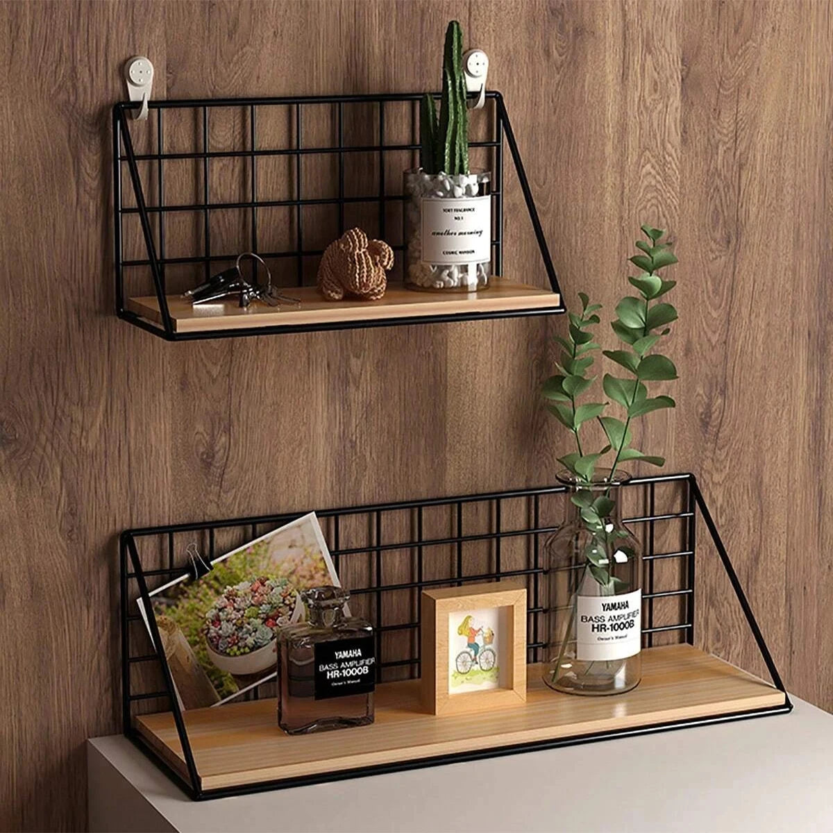 No-Drill Wall Shelves Wooden shelves for wall storage and decor