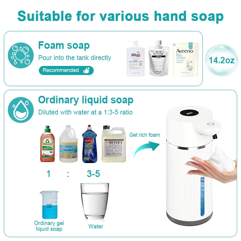 420ML Automatic Foaming Soap Dispenser – Automatic soap dispenser, USB rechargeable