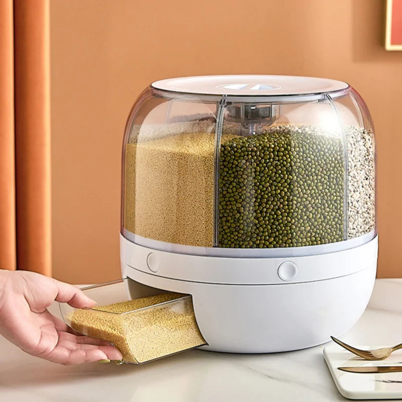 6KG Rotating Rice Dispenser – Airtight Grain Storage Container