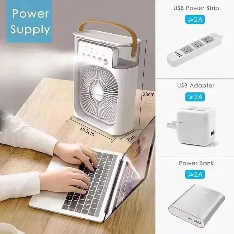 Portable Humidifier Fan – USB fan and humidifier with night light