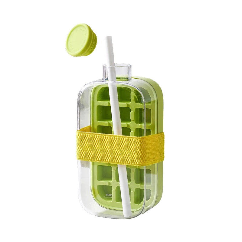 500/800ML Ice Cup with Straw – Press Ice Mold for Cold Drinks