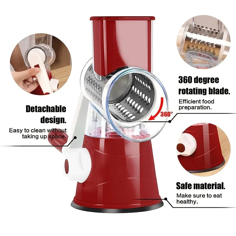 Manual Vegetable & Cheese Slicer – 3 Blades, Multifunctional Cutter