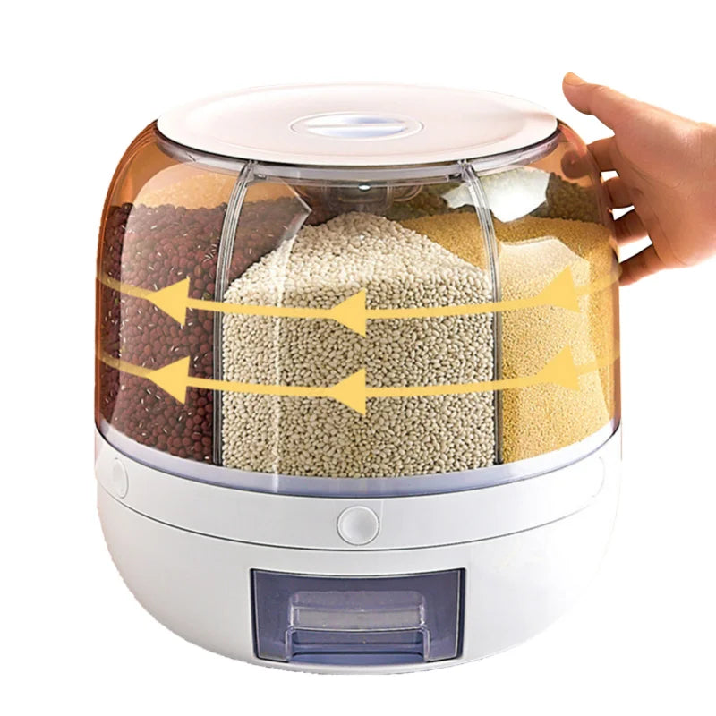 6KG Rotating Rice Dispenser – Airtight Grain Storage Container