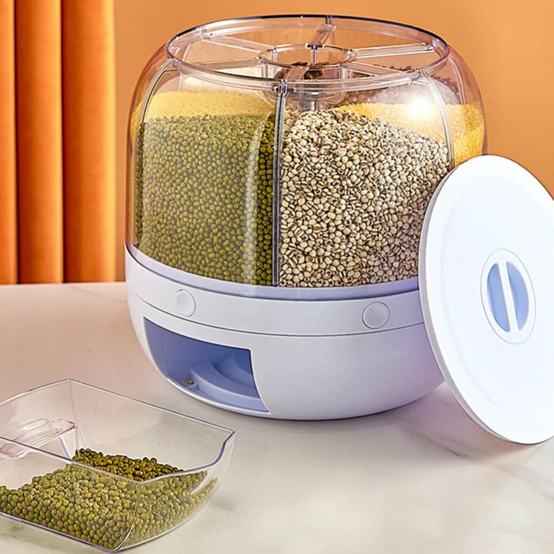 6KG Rotating Rice Dispenser – Airtight Grain Storage Container